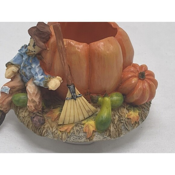 S'Toppers Pumpkin and Scarecrow Candle Capper 4” Ceramic Fall - Picture 3 of 12